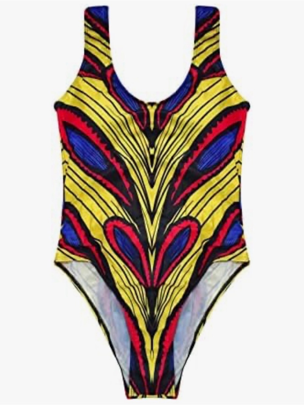 SHEIN Yellow Multicolor Graphic One-Piece Swimsuit size S